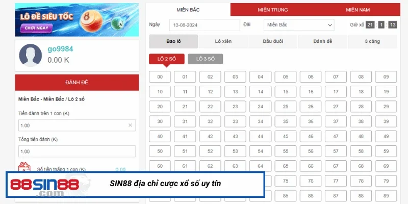 SIN88 địa chỉ cược xổ số uy tín