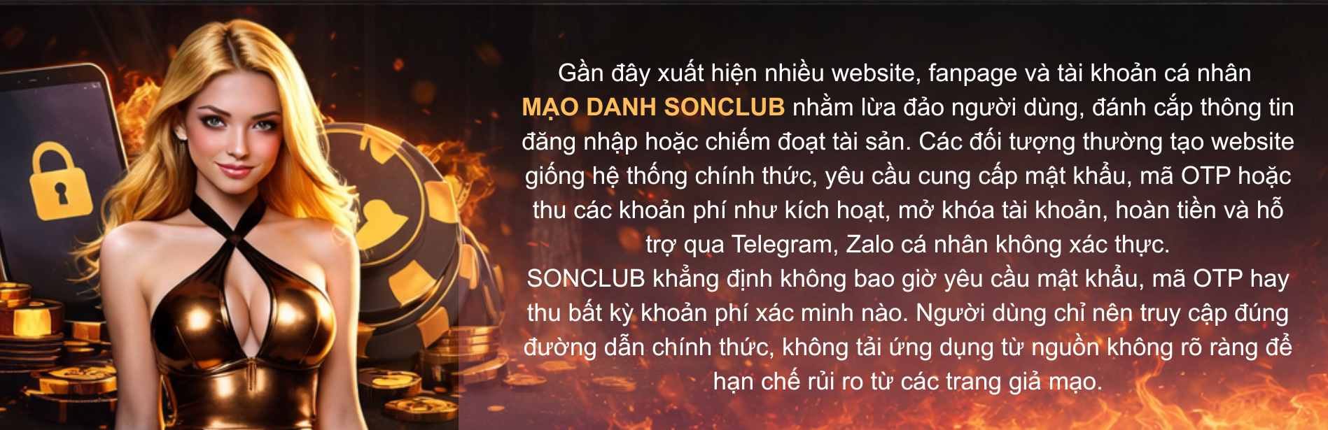 Cảnh báo giả mạo Sonclub